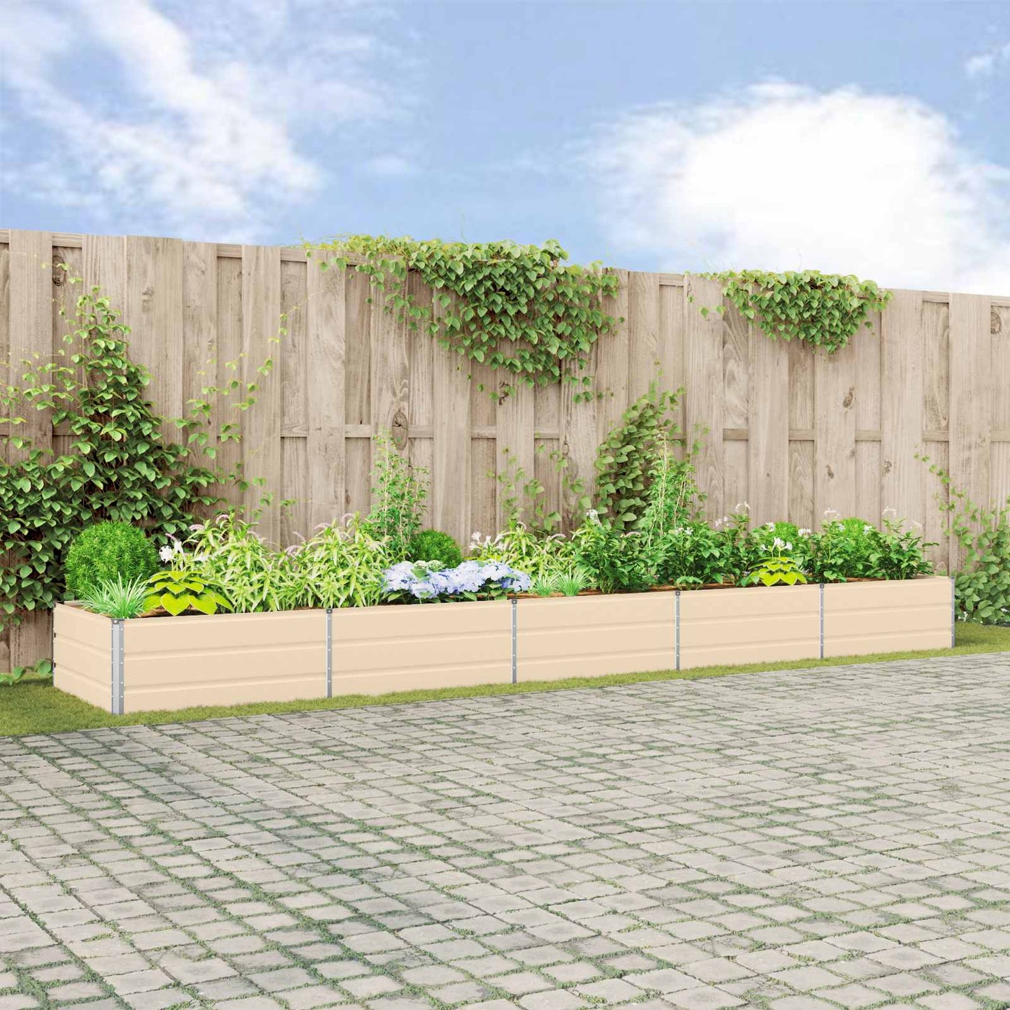 Planteringskärl Elfenben 480 x 100 x 45 cm Galvaniserat Stål