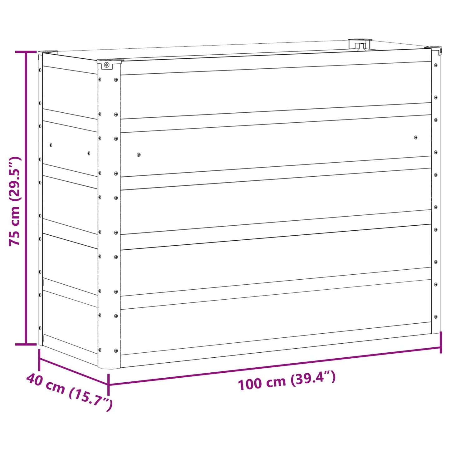 Planteringskärl Ljusgrå 100 x 40 x 75 cm Stål
