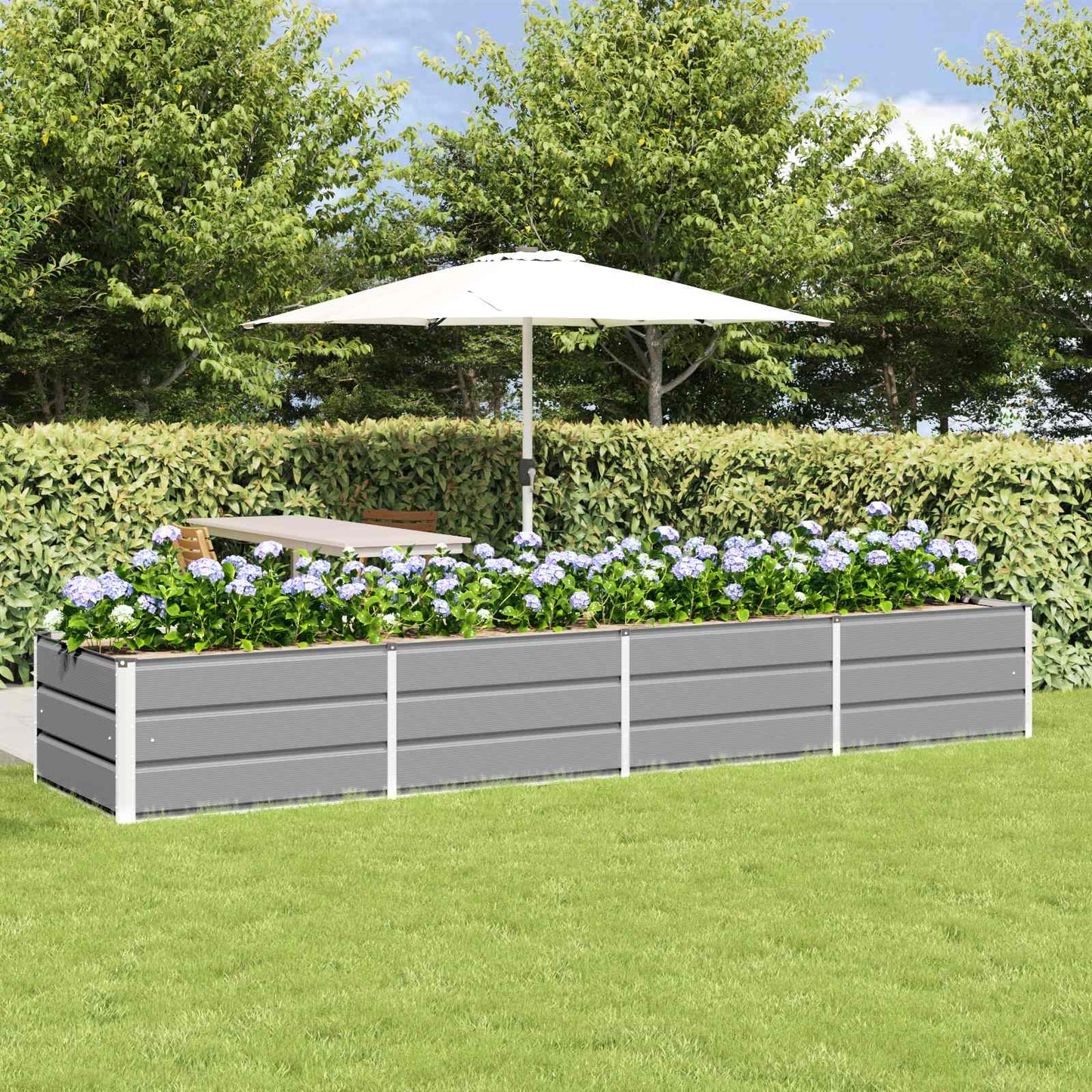Planteringskärl Ljusgrå 320 x 80 x 45 cm Stål