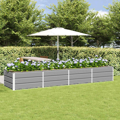Planteringskärl Ljusgrå 320 x 80 x 45 cm Stål