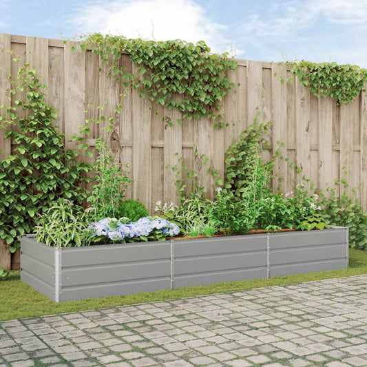 Planteringskärl Ljusgrå 290 x 100 x 45 cm Galvaniserat Stål