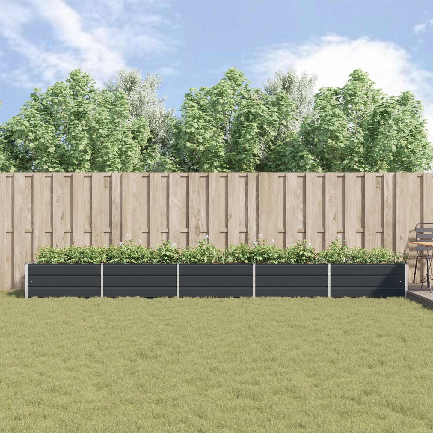 Planteringskärl Antracit 195 x 100 x 45 cm Galvaniserat Stål