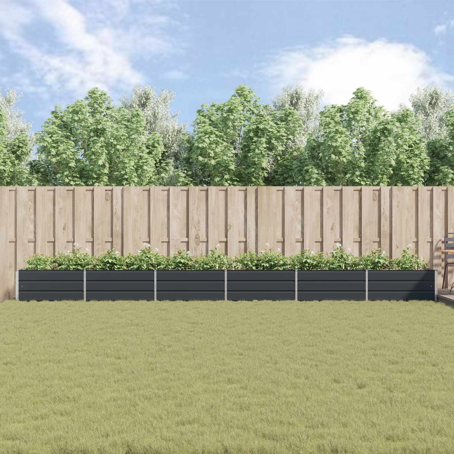 Planteringskärl Antracit 195 x 100 x 45 cm Galvaniserat Stål