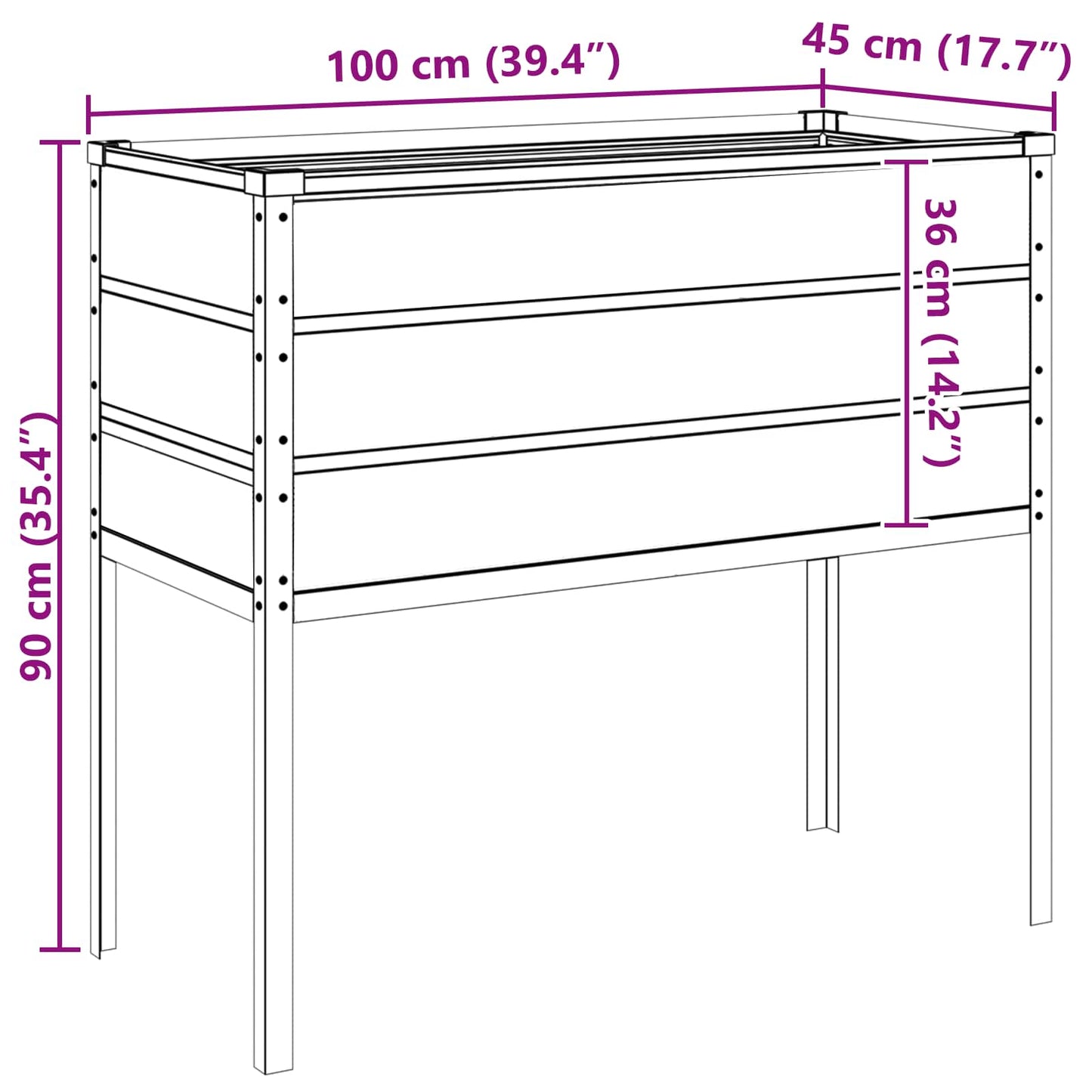 Planteringskärl Antracit 100 x 45 x 90 cm Galvaniserat Stål