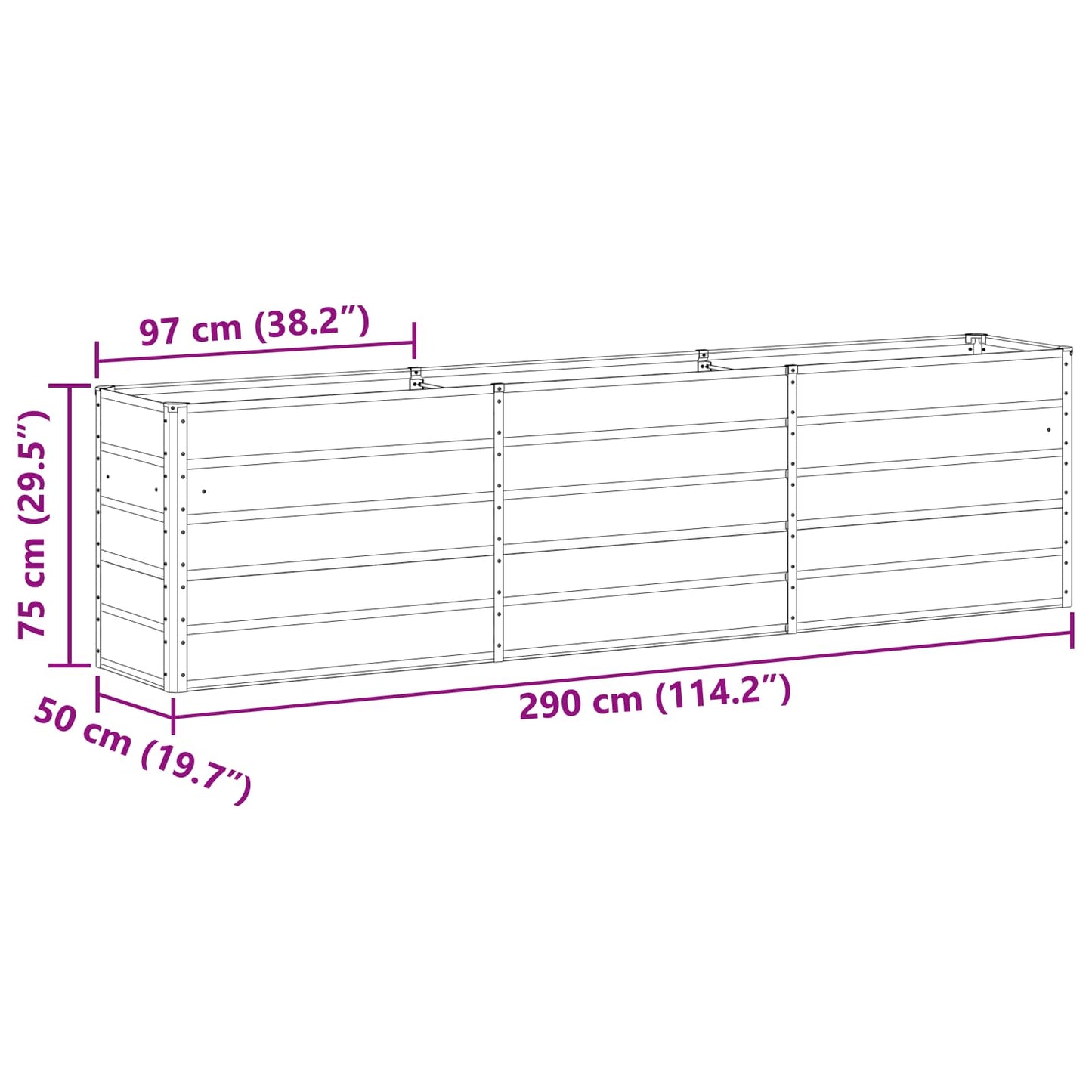 Planteringskärl Pastellgrön 480 x 50 x 45 cm Galvaniserat Stål