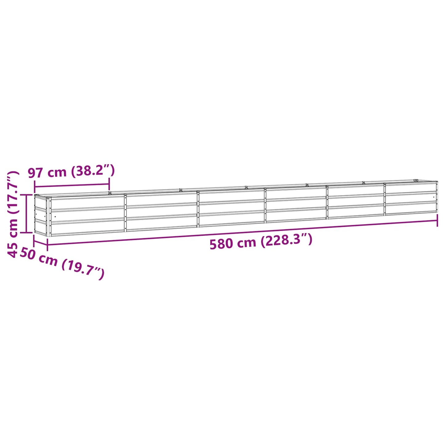 Planteringskärl Pastellgrön 480 x 50 x 45 cm Galvaniserat Stål