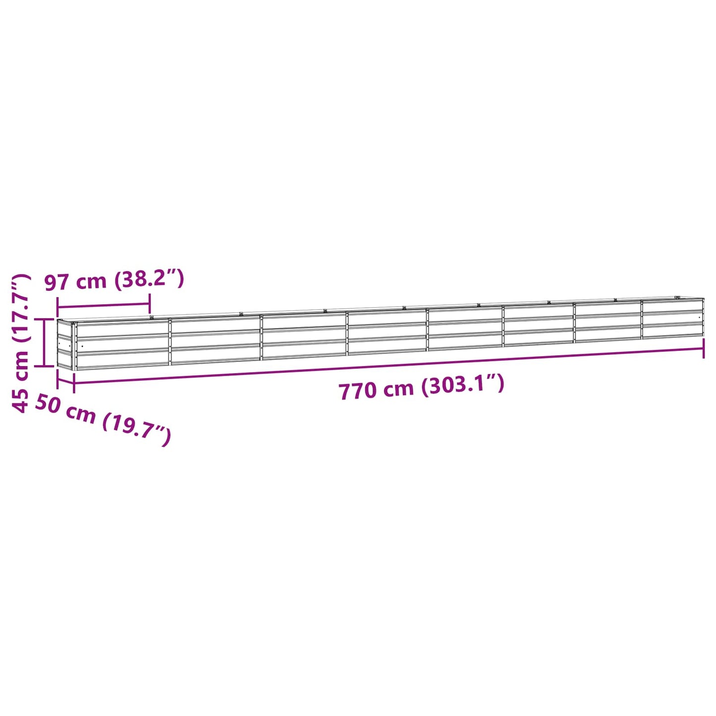 Planteringskärl Pastellgrön 480 x 50 x 45 cm Galvaniserat Stål