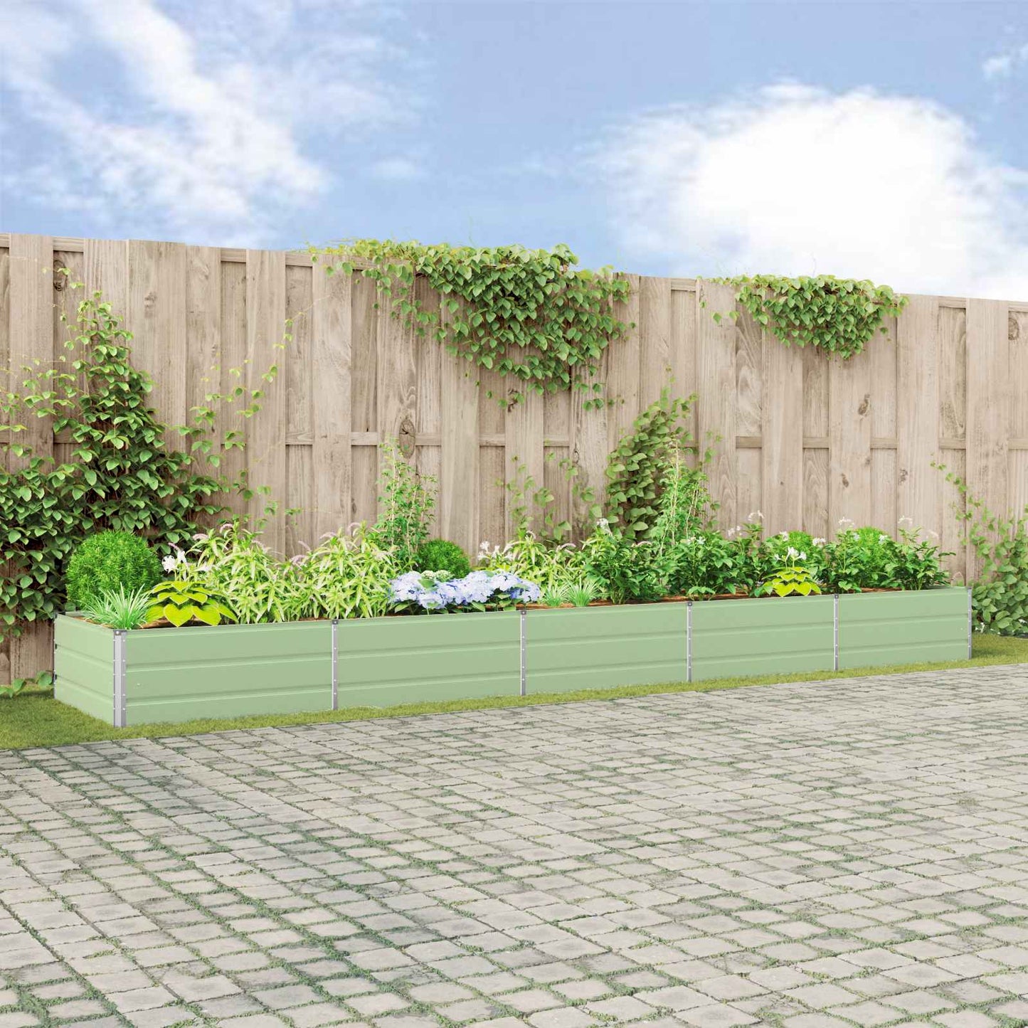 Planteringskärl Pastellgrön 195 x 100 x 45 cm Galvaniserat Stål