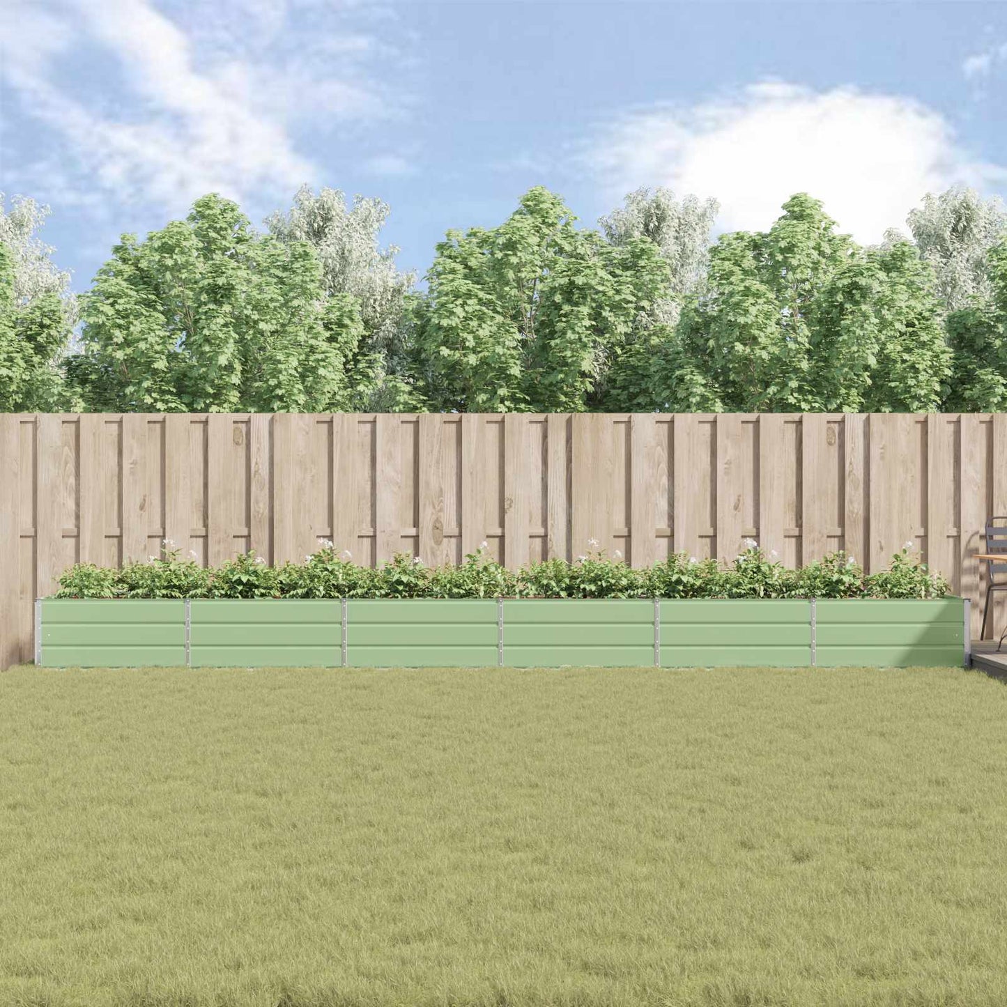 Planteringskärl Pastellgrön 195 x 100 x 45 cm Galvaniserat Stål