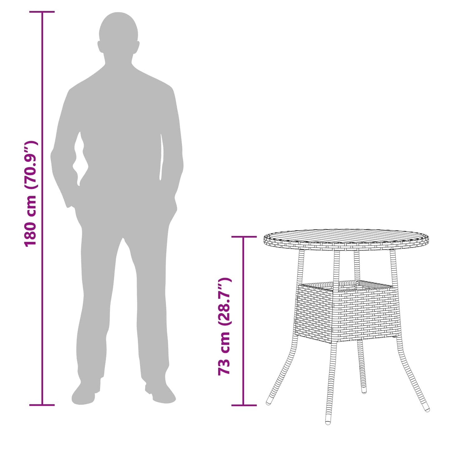 Middagsbord Grå och Akacia 70 x 70 x 73 cm Massivt Akaciaträ