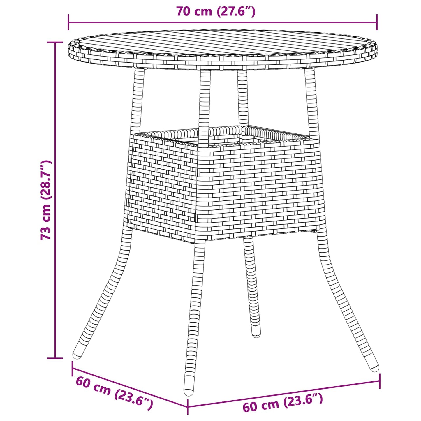 Middagsbord Grå och Akacia 70 x 70 x 73 cm Massivt Akaciaträ