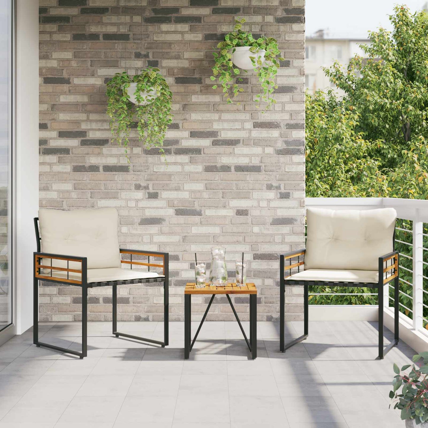 Utemöbelset med kudde 3 pcs Kräm