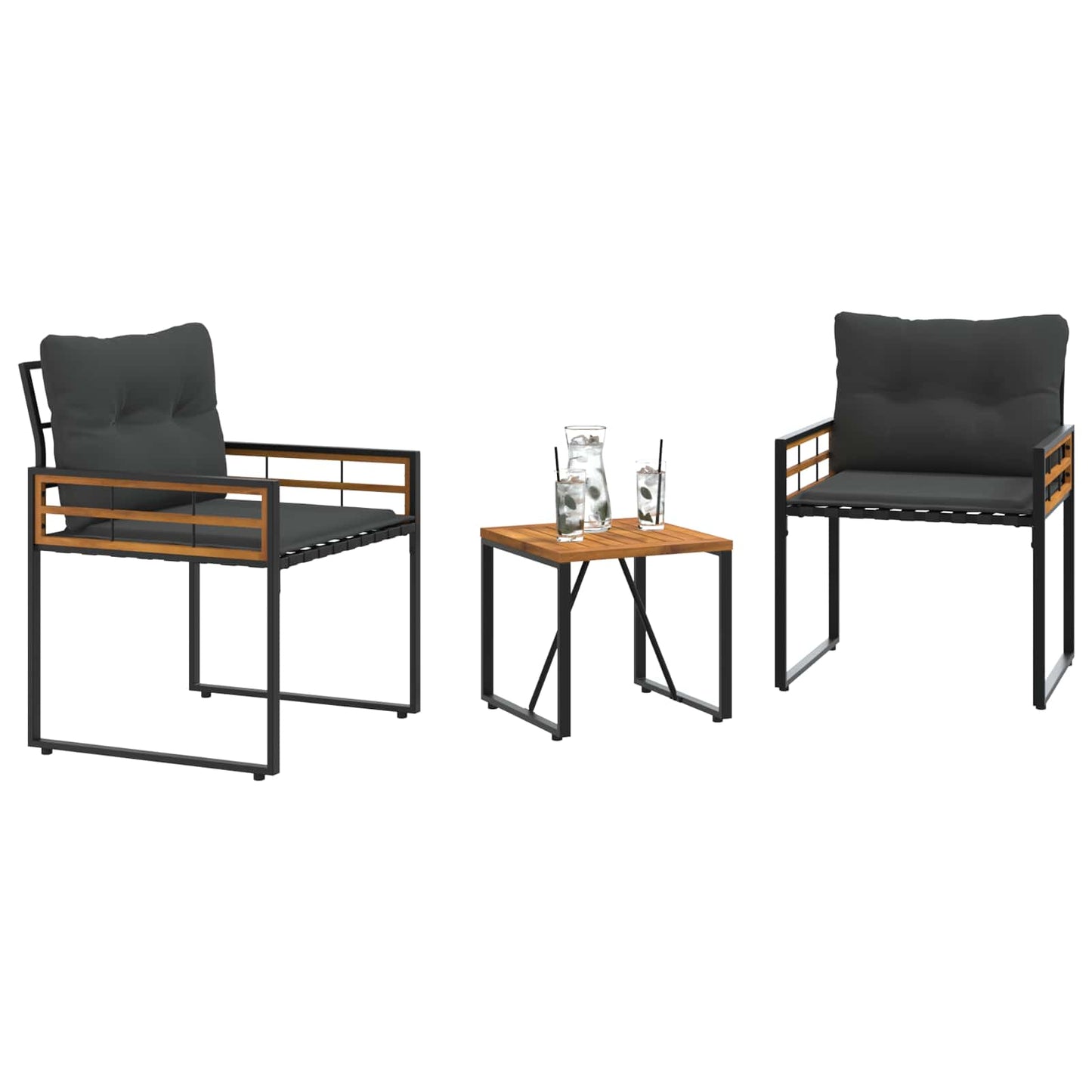 Utemöbelset med kudde 3 pcs Dim grå