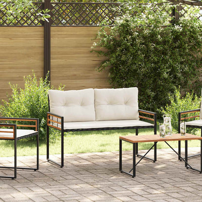 Trälagerssoffa med kudde Enfärgad Kräm 114 x 55 x 77 cm