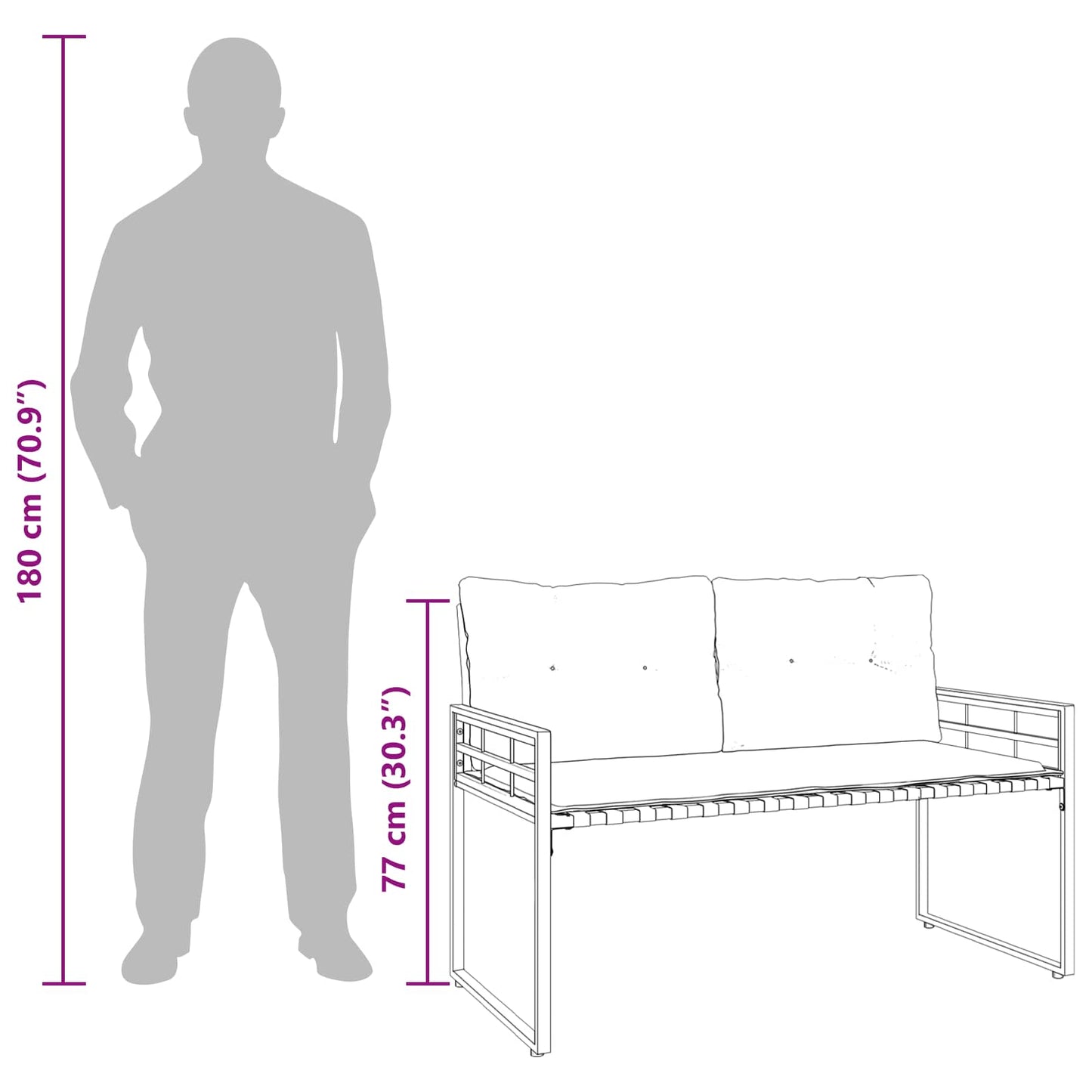 Trälagerssoffa med kudde Enfärgad Ljusgrå 114 x 55 x 77 cm