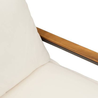 bänk med kudde Svart och krämvit 115 x 65 x 72 cm Rotting