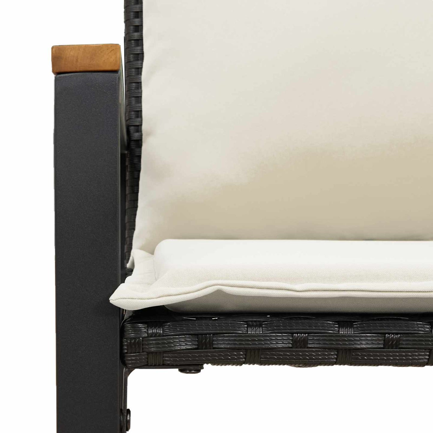 bänk med kudde Svart och krämvit 115 x 65 x 72 cm Rotting