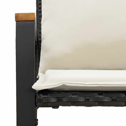 bänk med kudde Svart och krämvit 115 x 65 x 72 cm Rotting
