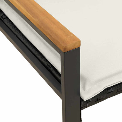 bänk med kudde Svart och krämvit 115 x 65 x 72 cm Rotting