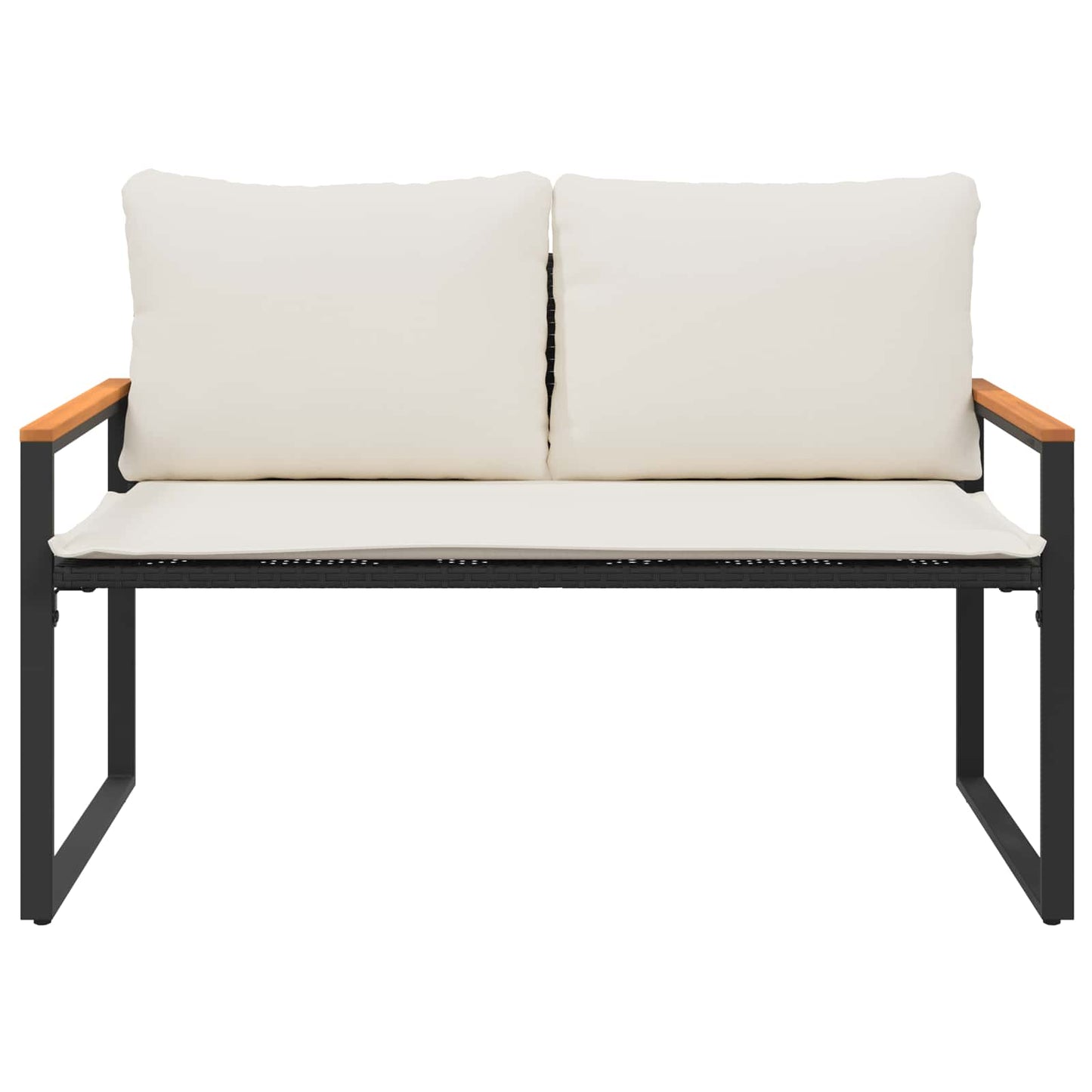 bänk med kudde Svart och krämvit 115 x 65 x 72 cm Rotting