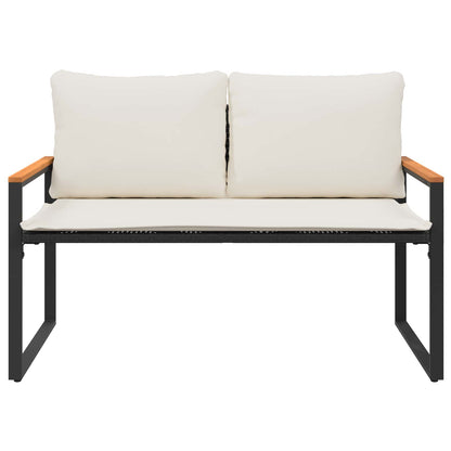 bänk med kudde Svart och krämvit 115 x 65 x 72 cm Rotting