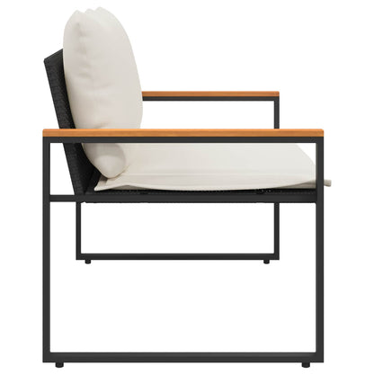 bänk med kudde Svart och krämvit 115 x 65 x 72 cm Rotting