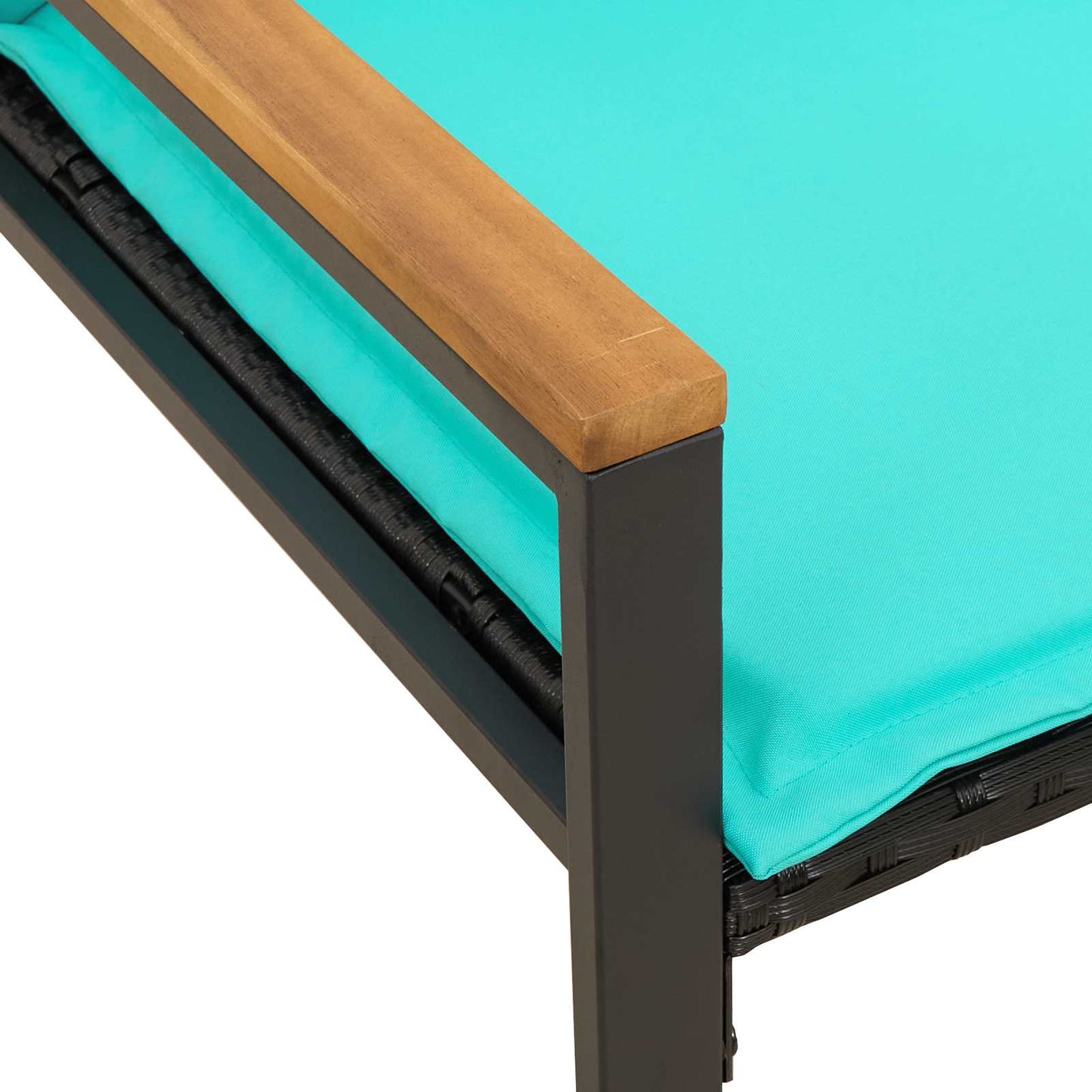 bänk med kudde Svart och turkos 115 x 65 x 72 cm Rotting