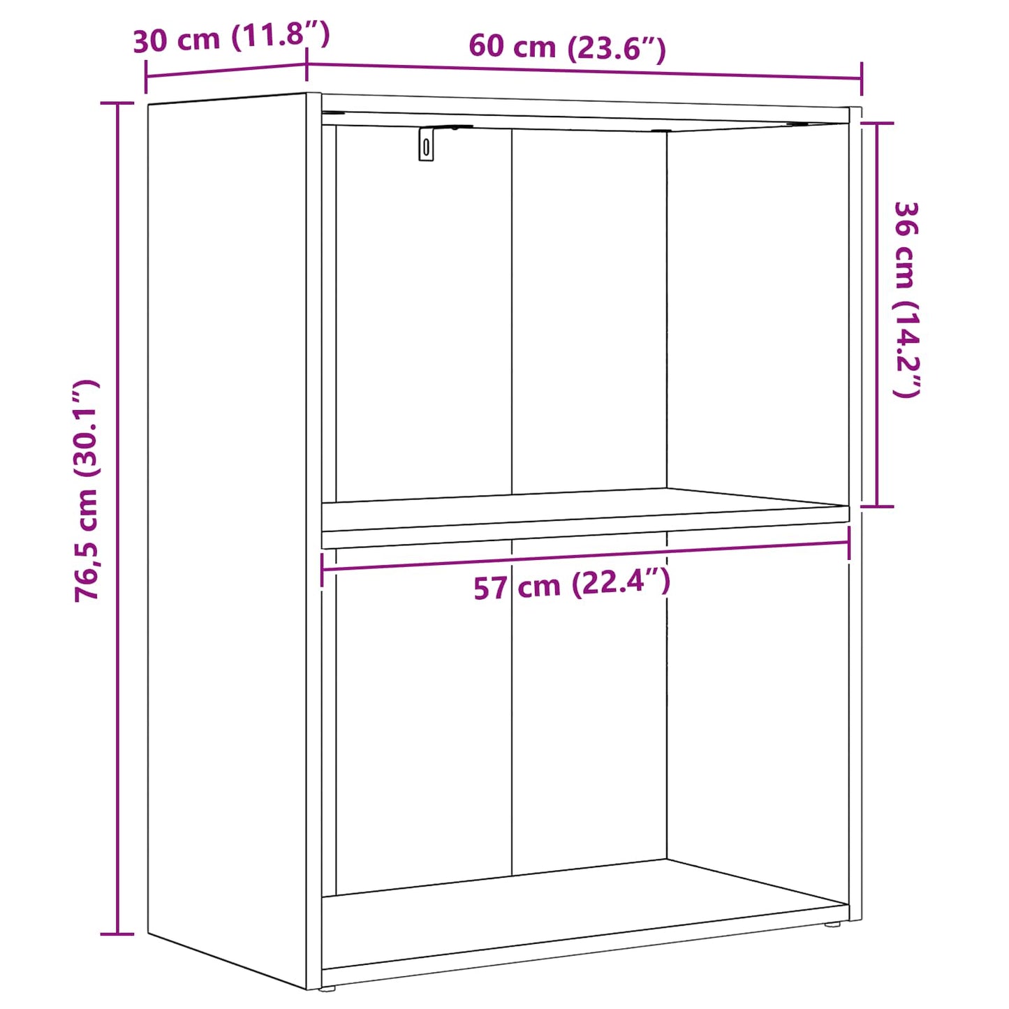 Hyllsystem Svart Ek 60 x 30 x 76.5 cm Konstruerat trä