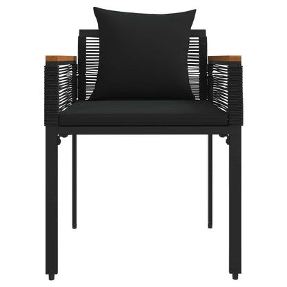 Utemöbelset med kudde 3 pcs Svart PE Rattan