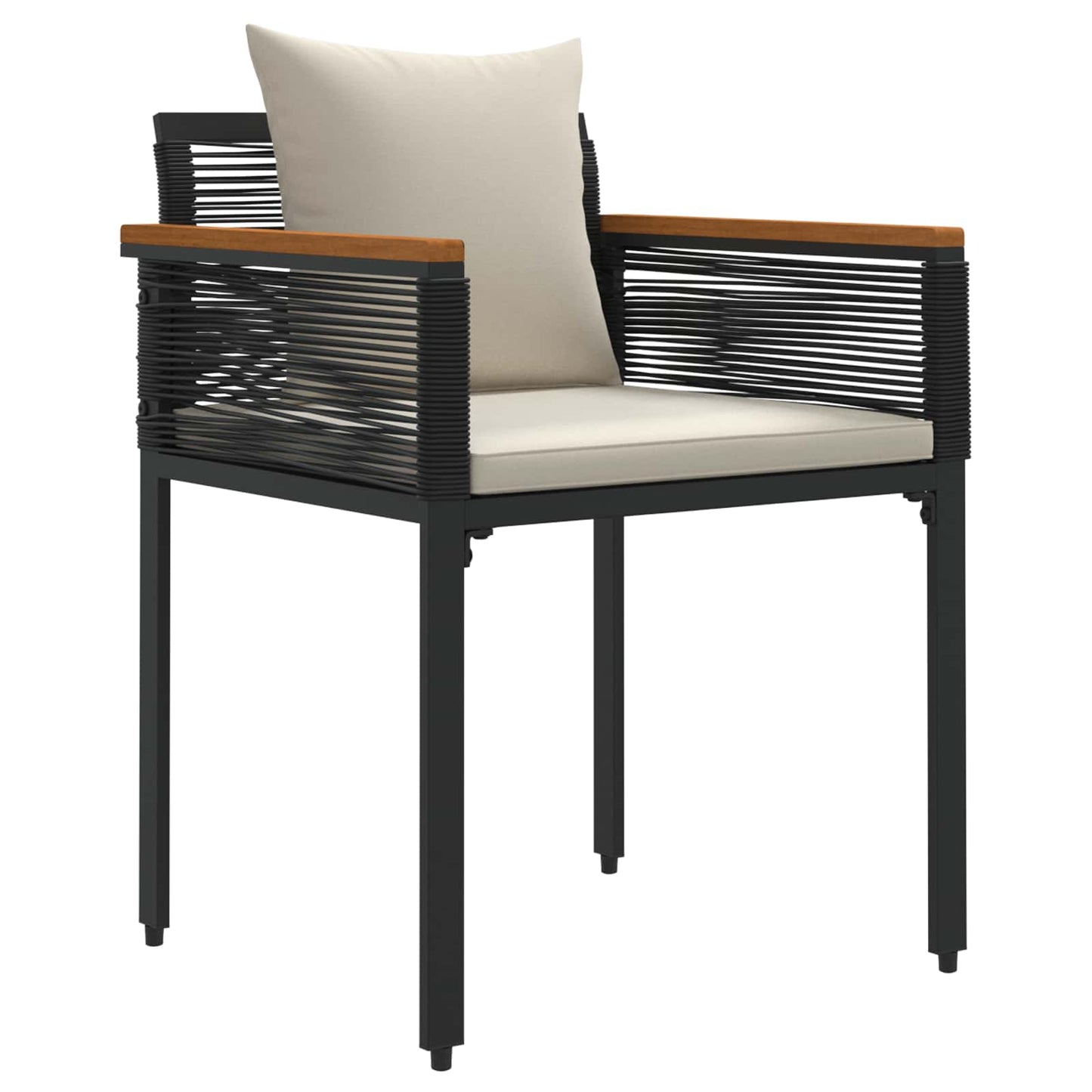 Utemöbelset med kudde 3 pcs Svart och krämvit PE Rattan