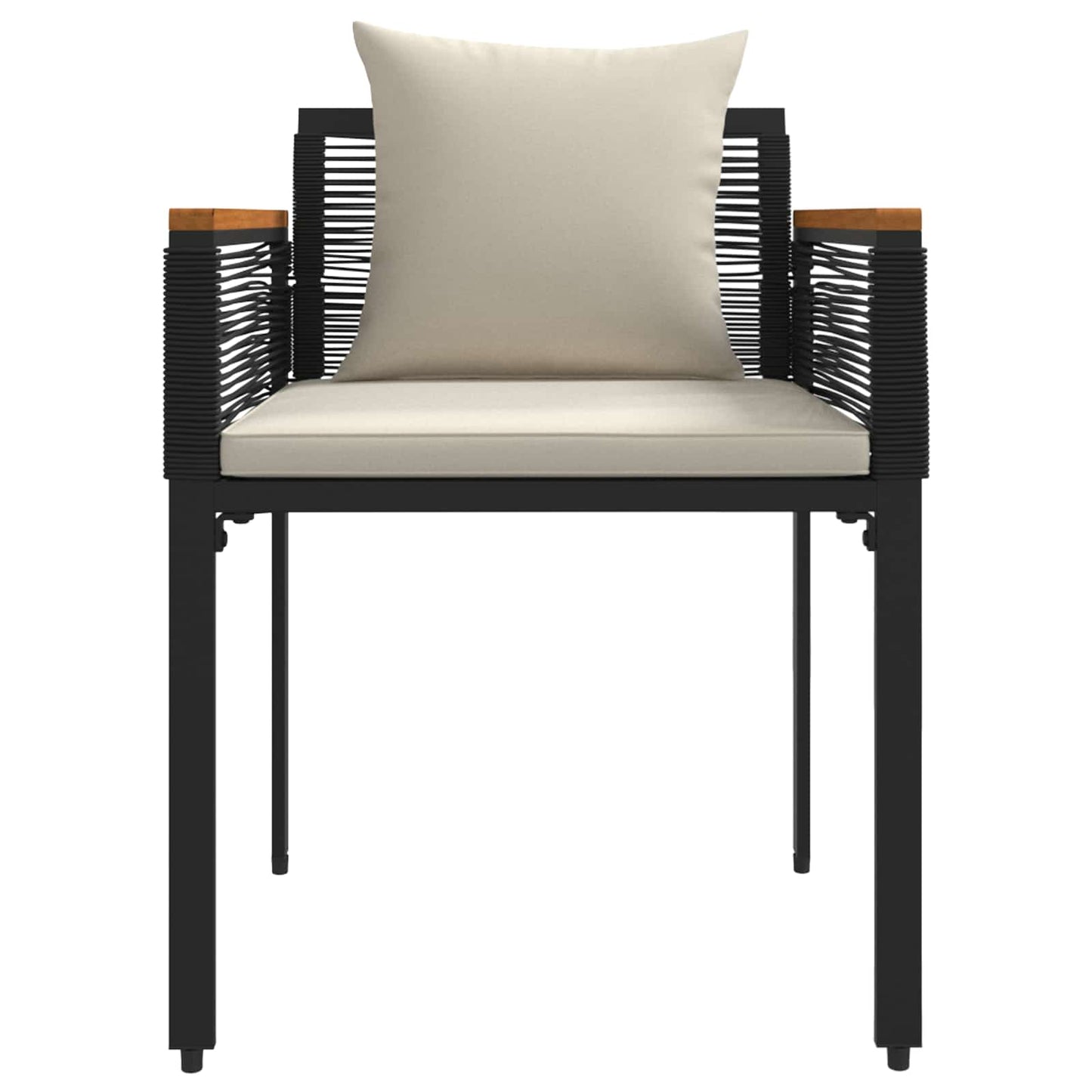 Utemöbelset med kudde 3 pcs Svart och krämvit PE Rattan