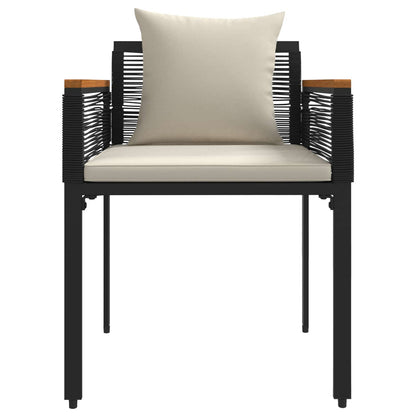 Utemöbelset med kudde 3 pcs Svart och krämvit PE Rattan