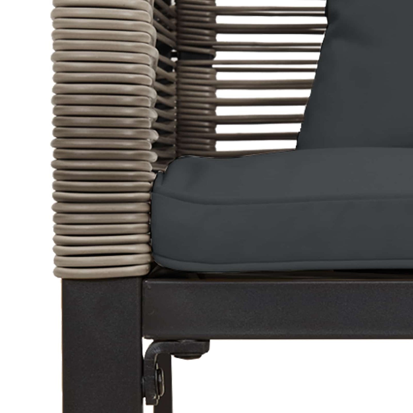 Utemöbelset med kudde 3 pcs Grå och mörkgrå PE Rattan