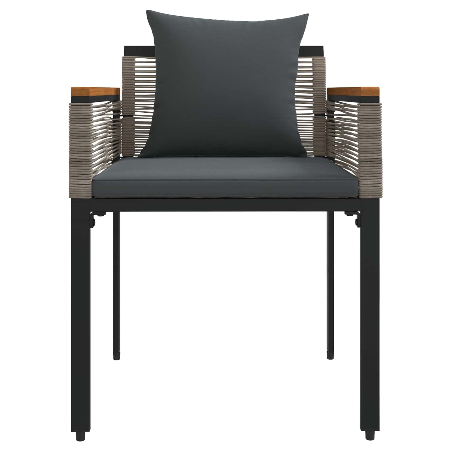 Utemöbelset med kudde 3 pcs Grå och mörkgrå PE Rattan