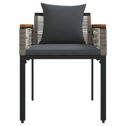 Utemöbelset med kudde 3 pcs Grå och mörkgrå PE Rattan