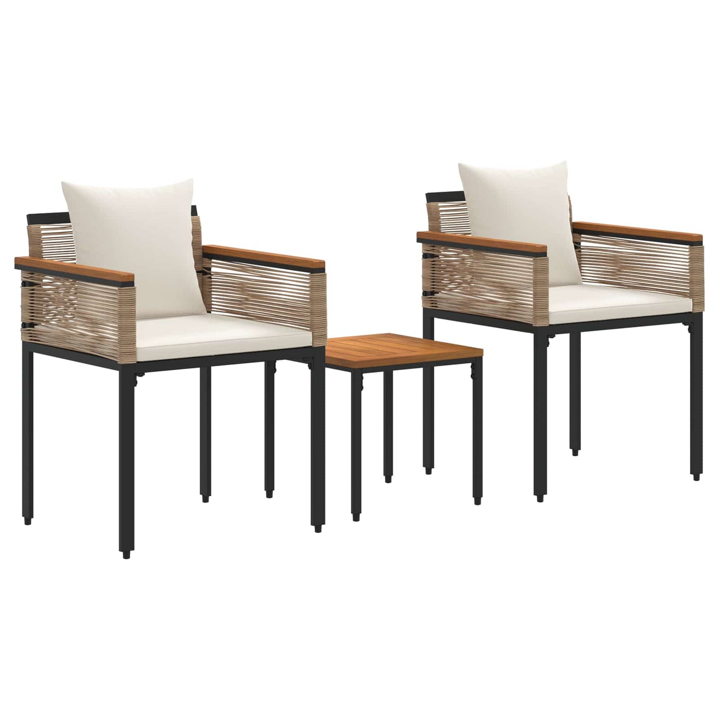 Utemöbelset med kudde 3 pcs Beige och krämvit PE Rattan