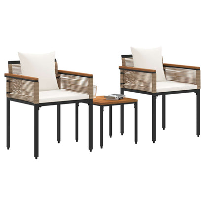 Utemöbelset med kudde 3 pcs Beige och krämvit PE Rattan