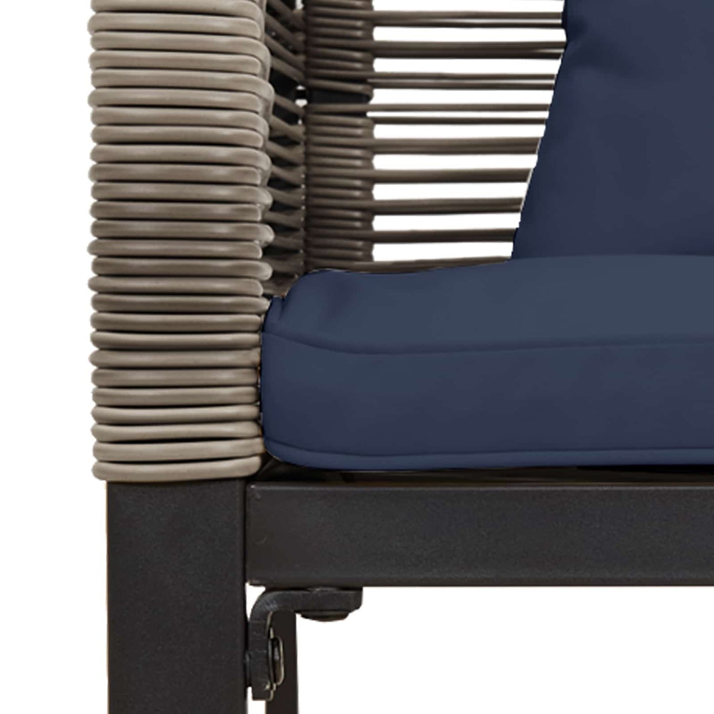 Utemöbelset med kudde 3 pcs Grå och Marinblå PE Rattan