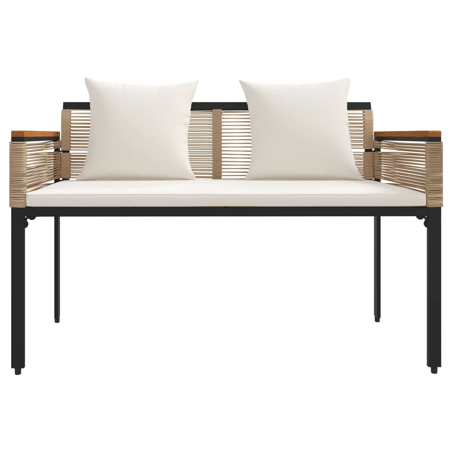 Utomhusbänk Beige och krämvit 117 x 54 x 74.5 cm konstrotting