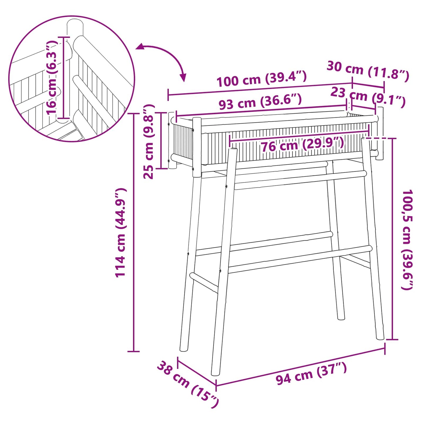 Trädgårdsplanta med hållare Naturfärg 100 x 38 x 114 cm Bambus