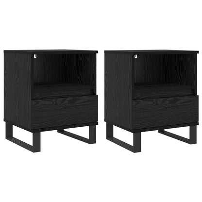 Sängskåp med låda Svart Ek 40 x 35 x 50 cm Konstruerat trä