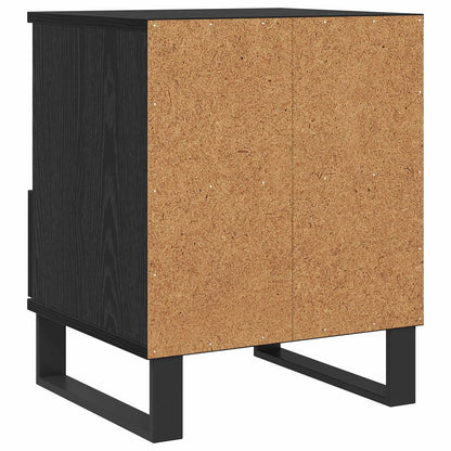 Sängskåp med låda Svart Ek 40 x 35 x 50 cm Konstruerat trä