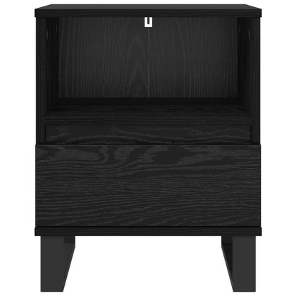 Sängskåp med låda Svart Ek 40 x 35 x 50 cm Konstruerat trä