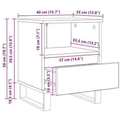 Sängskåp med låda Svart Ek 40 x 35 x 50 cm Konstruerat trä