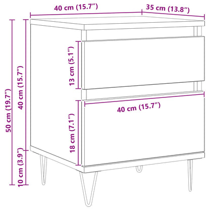 Sängskåp med låda Svart Ek 40 x 35 x 50 cm Konstruerat trä