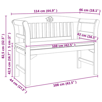 bänk med kudde Naturlig Olja Ytbehandling 114 x 46 x 82,5 cm