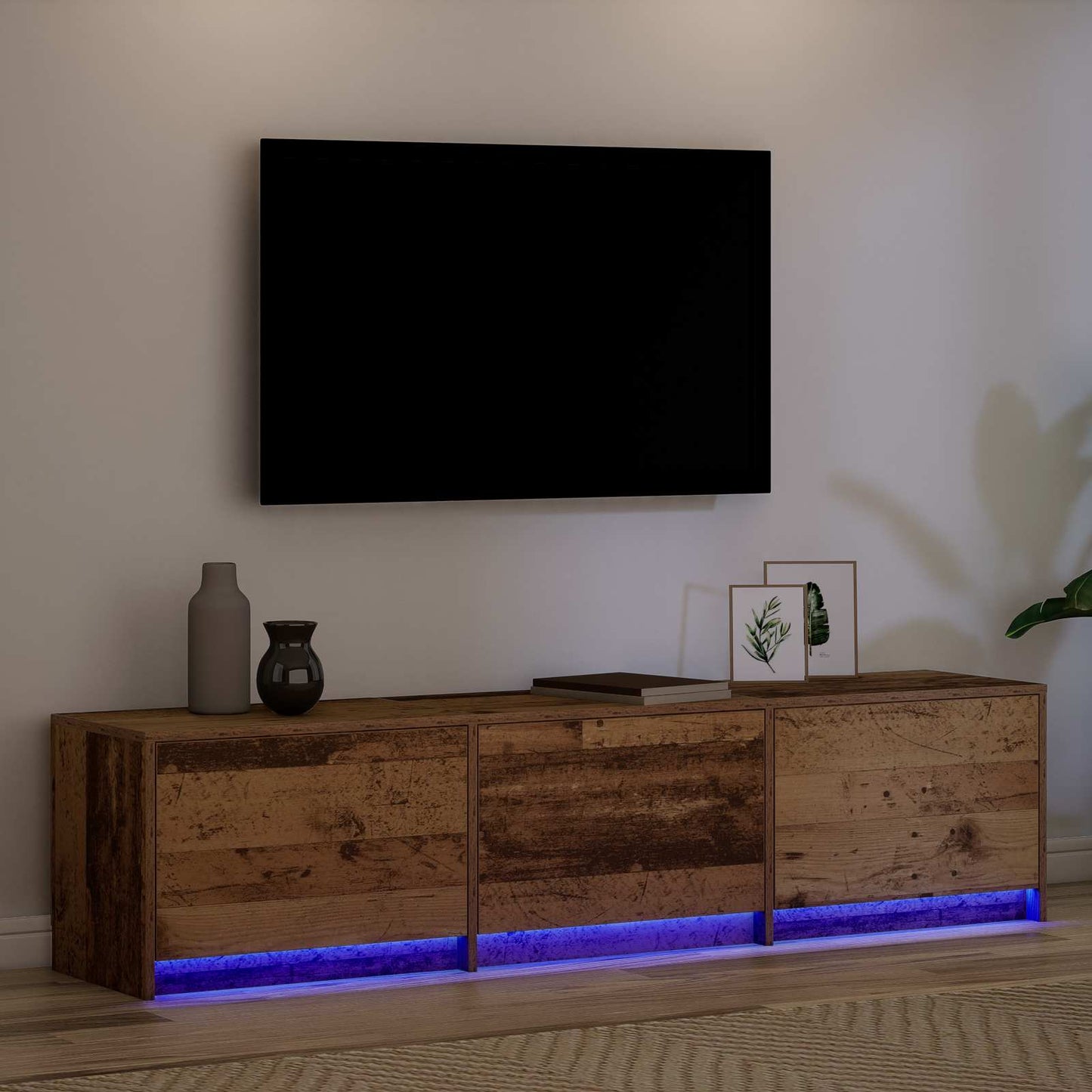 TV-skåp med led Gammalt trä 165 x 34 x 40 cm Konstruerat trä