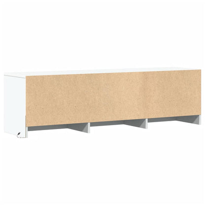 TV-skåp med led med låda Vit 140 x 34 x 40 cm Konstruerat trä