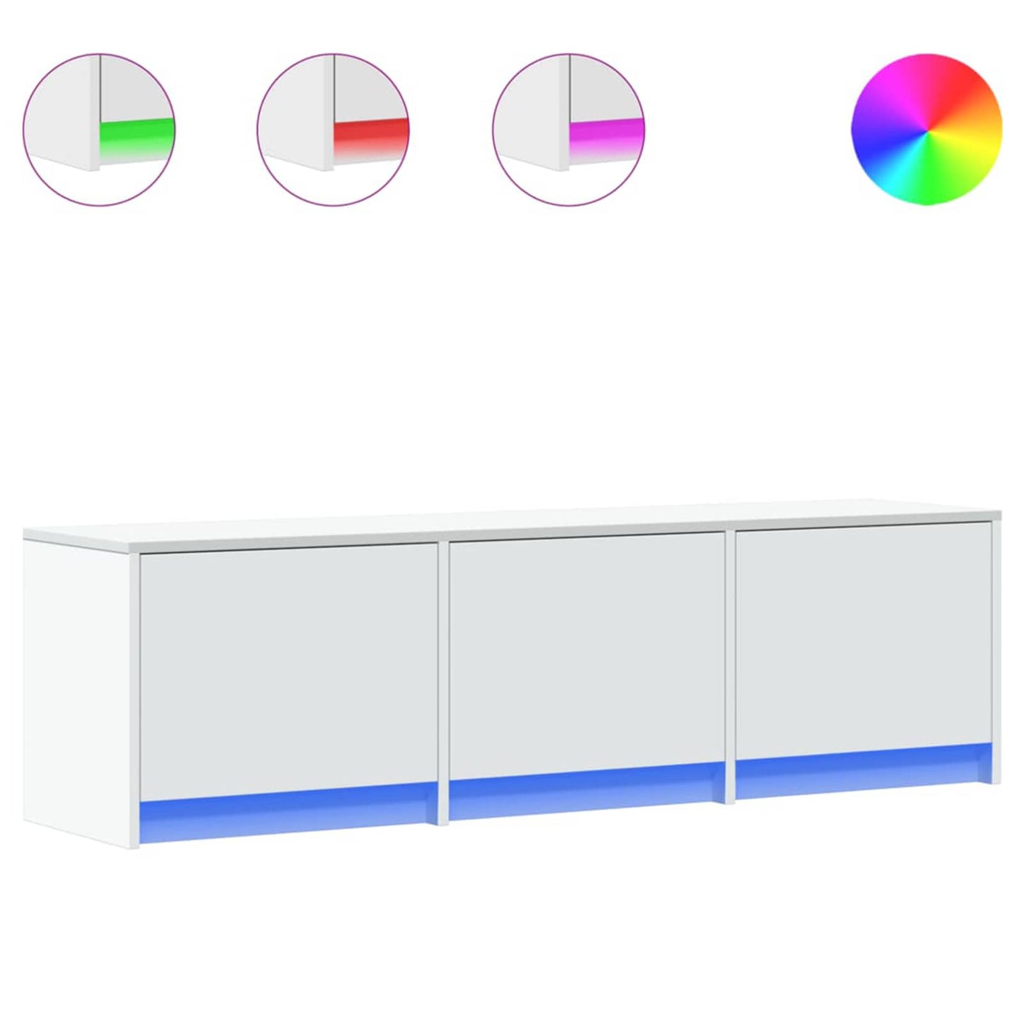 TV-skåp med led med låda Vit 140 x 34 x 40 cm Konstruerat trä