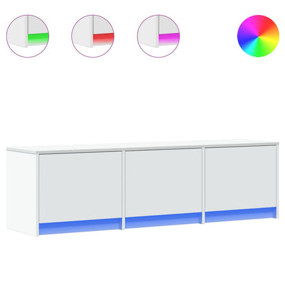 TV-skåp med led med låda Vit 140 x 34 x 40 cm Konstruerat trä